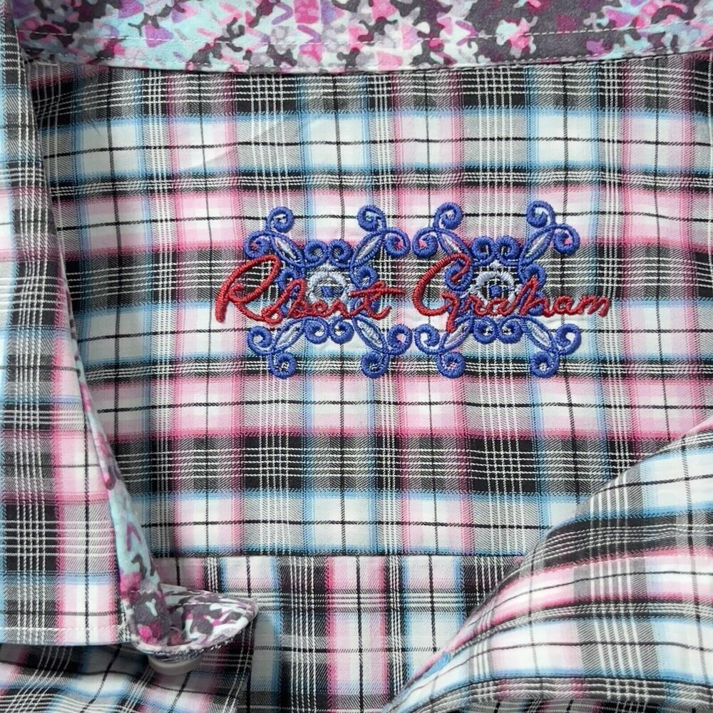 Robert Graham Plaid Shirt Mens Sz 2XL Long Sleeve Flip Cuff Button Up - Picture 7 of 13